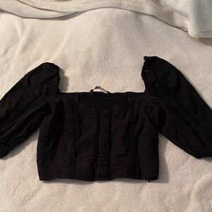 Zara Chic Black Lace Blouse